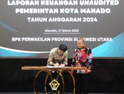 Wali Kota dan Wakil Wali Kota Manado Hadiri Penyampaian LKPD 2024 di BPK R.I Perwakilan Sulut