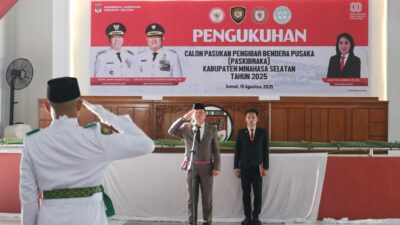 Bupati FDW Kukuhkan Paskibraka Minahasa Selatan Tahun 2025