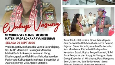 Buka Lokakarya Kesenian, Wakil Bupati Vanda Sarundajang Dorong Seni Minahasa Terus Hidup dan Berkembang